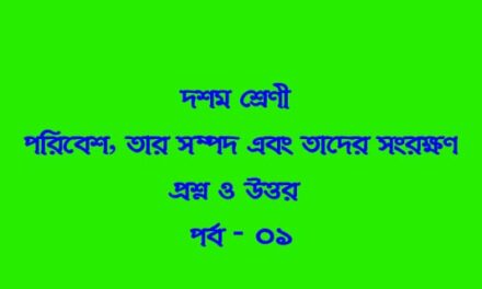 ‘পরিবেশ, তার সম্পদ এবং তাদের সংরক্ষণ’ (প্রশ্ন-উত্তর পর্ব-০১)