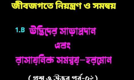 জীবজগতে নিয়ন্ত্রণ ও সমন্বয় (প্রশ্ন ও উত্তর পর্ব — ০২)